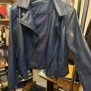 Blue leather chicos jacket size zero